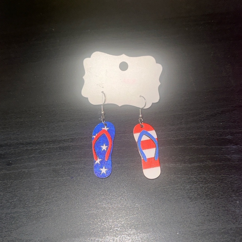Patriotic Red and Blue Flip Flop Earrings
